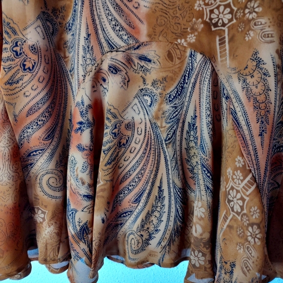 Hearts Of Palm Brown Paisley Fully Lined Elastic Sides Size 14 Midi Skirt - Picture 6 of 7